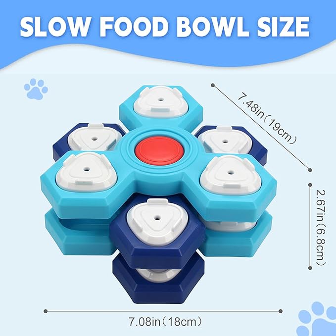 Thalirem 4-Layer Slow Feeder Dog Bowls, Interactive Puzzle Feeder with Rotating Layers & Adjustable Openings, Convertible Design to Prevent Fast Eating, Bloat & Boredom