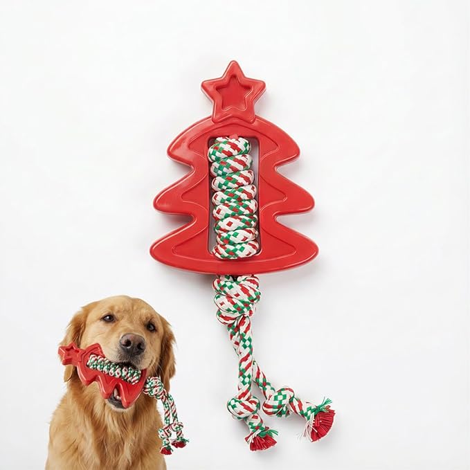 Festive Star-Shaped Chew Toy with Durable Rope - Interactive Holiday Pet Gift for Aggressive Chewers