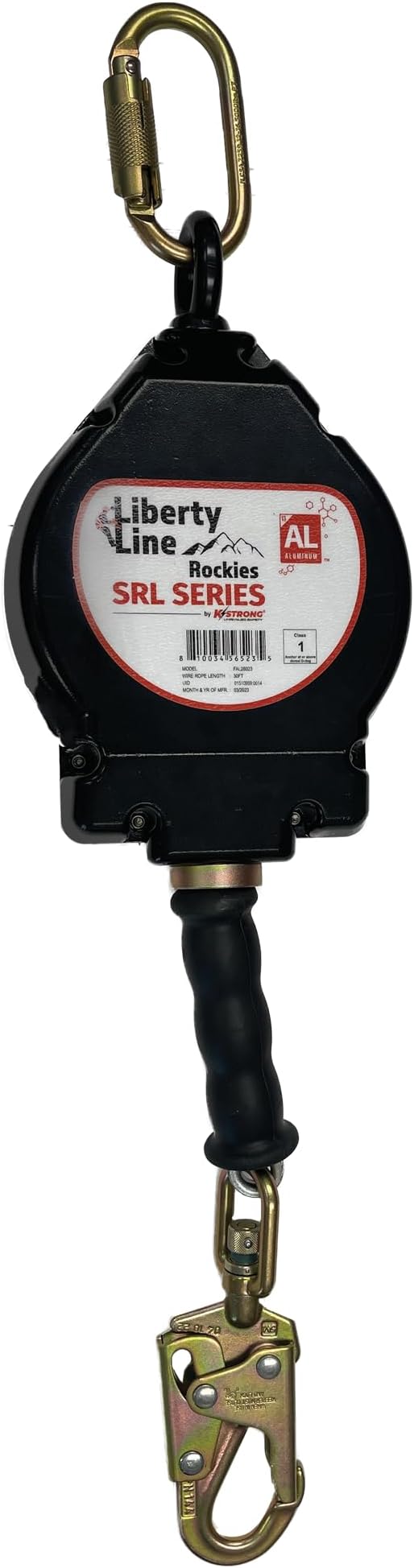 Liberty Line Rockies 30 Foot Aluminum Housing Cable SRL with Snap Hook - Includes Installation Carabiner and Tagline (ANSI)