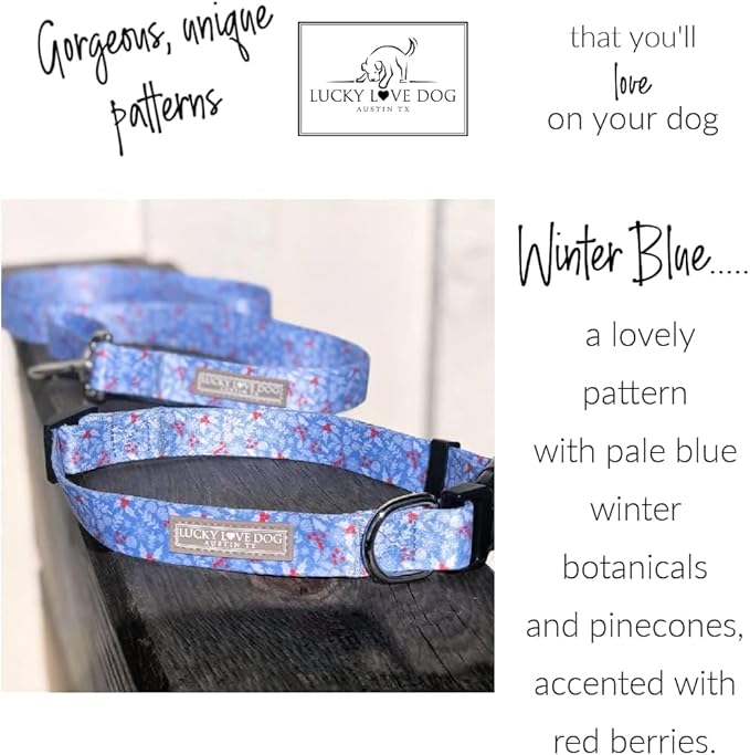 Lucky Love Dog Martingale Dog Collar - Adjustable, No-Slip, Durable, & Soft Webbing Collar for Male and Female Dogs Ideal for Training & Walking - Winterblue, Medium