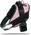 Non Pull Dog Harness with Patch Panels and Handle, Adjustable, Reflective, No Choke, Heavy Duty Easy On Service Dog Vest Harnesses for Medium Large Small Sized Dogs - Pink, XL