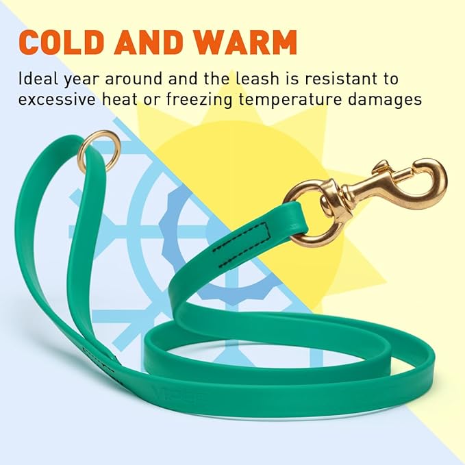 Viper Biothane K9 Working Dog Leash Waterproof Lead for Tracking Training Schutzhund Odor-Proof Long Line with Solid Brass Snap for Puppy Medium and Large Dogs 6ft, Teal
