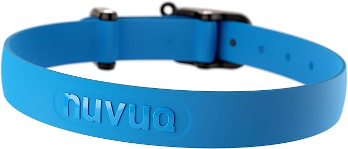 Waterproof Dog Collar - Durable, Comfortable and Adjustable Outdoor Dog Collar with Wear Resistant Buckle and ID Tag Ring for Large Dogs by Nuvuq (Blue, Large)