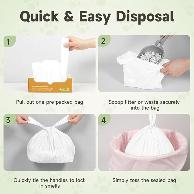 Odor-Sealing Dog Poop Bags with Handles 160 Count Pet Waste Bags, Large Capacity & Unscented Poop Bags for Dogs or Cat Litter, Conceals Smell & Mess (White)