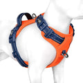 PHOEPET No Pull Dog Harness, Unique Colors Reflective Adjustable Dog Vest, with Soft Training Handle Metal Clips for Small Medium Large Dogs (Orange Base & Blue Straps,XL)