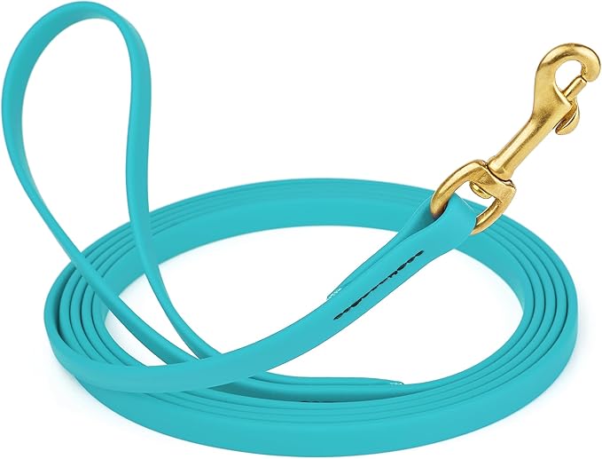 Viper K9 Biothane Working Dog Leash Waterproof Lead for Tracking Training Schutzhund Dog Sport & Search - Odor-Proof Long Line with Solid Brass Snap for Puppy Medium Large 1/2" x 15ft Sky Blue