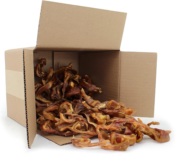Best Pet Supplies GigaBite Roasted Pig Ears for Dogs - Natural Dog Chews, Roasted Pigs Ears, Safe for Puppies and Aggressive Chewers, Cleans Teeth and Gums - Slivers, 2 Pounds