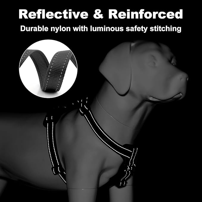 Dog Harness and Leash Combo Set, Magnetic Connection, Ergonomic Design (Midnight Black, Small)