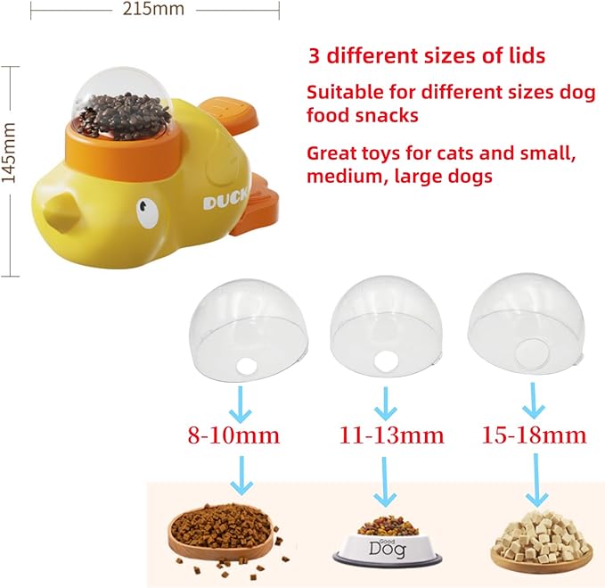 Interactive Dog Treat Dispenser Toy, 3 Adjustable Food Outlets, Puzzle Feeder for Small Medium Dogs