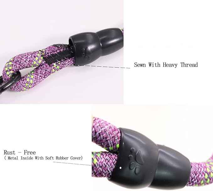 3 Dog Leash - Padded Handle, 360° Swivel Multiple Dog Leash No Tangle, Lead for Medium Large Dogs, Walking & Training Double Dogs (Purple Green)