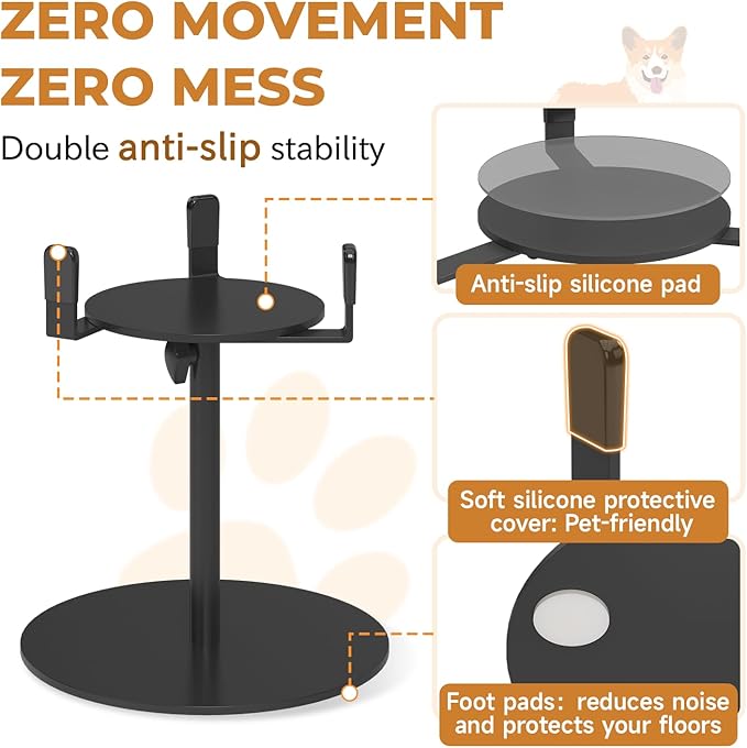 2 Pack Extra-Stable Elevated Dog Bowl Stand, Adjustable Height 8-16in, Width 6-10in, Tall Single Lifted Food Holder for Large Medium Size Breeds, Metal Non-Slip Raised Dish Riser Pet Water Feeder