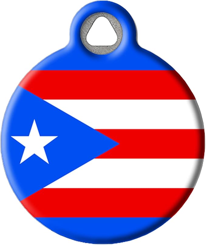 Puerto Rican Flag Pet ID Tag for Dogs and Cats - Dog Tag Art - SMALL SIZE