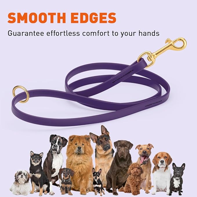 Viper Biothane K9 Working Dog Leash Waterproof Lead for Tracking Training Schutzhund Odor-Proof Long Line with Solid Brass Snap for Puppy Medium and Large Dogs 4ft, Violet Purple
