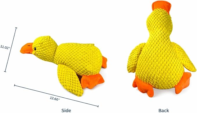 Yellow Duck Calming Dog Toy, Durable Plush Squeaky Toy with Cotton Filling, Stress Relief & Boredom Relief for Teething Puppies and Medium Dogs