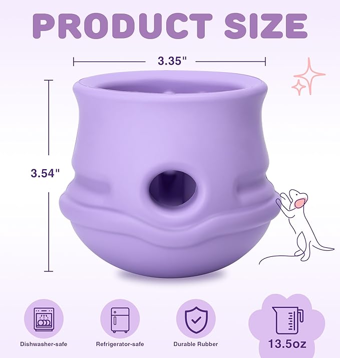 Dog Enrichment Toys to Keep Them Busy, Treat Dispensing Dog Toy Puzzle-Swinging Stuffable & Slow Feeder & Anxiety Relief & Boredom & Nature Rubber, Indestructible Dog Toys- Dishwasher Safe &, Purple,M