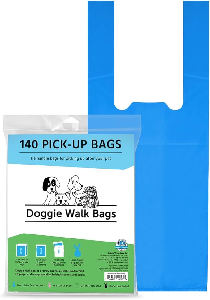Easy-Tie Handle Dog Poop Bag, Extra Large Strong Doggy Waste Bags, Scented Easy Dispensing and Leak Proof Poo Bags