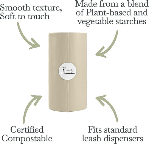 100% Certified Home Compostable and Biodegradable Dog Poop Bags - ASTM D6400 & EN 13432 Compliant Dog Waste Bags – 60 Bags – 4 x Rolls of Plant Based Compostable Poop Bag