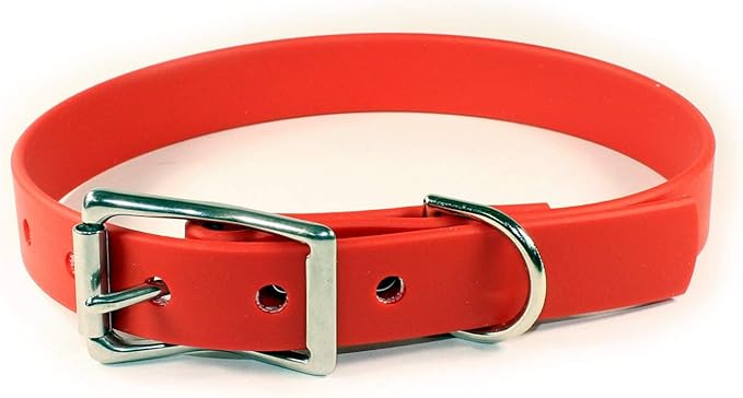 Waterproof Dog Collar (Medium: 14"-18", Red)