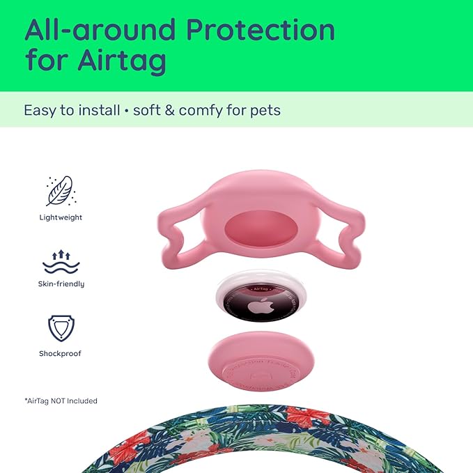 WhoseID Airtag Dog Collar,with Waterproof airtag Holder，Original Stylish Cute Pattern Design.QR Code ID Buckle，Comfortable Soft Cotton for Small Medium Large Dogs