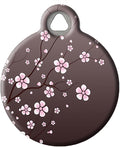 Dog Tag Art Japanese Cherry Blossom Personalized Pet ID Tag for Dogs and Cats, Silent Polymer Coated Stainless Steel Nametag with Customized Identification, Large 1.25" Diameter