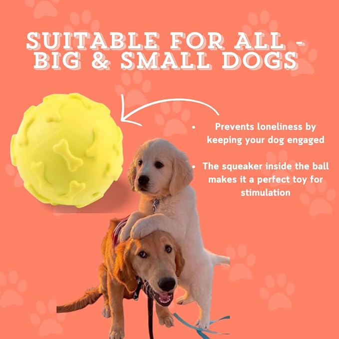 Puppy Squeaky Chew Toy, Medium & Small Dogs, 3 Pack Combo for Chewers, Multifunctional Teeth Cleaning Massages Gums, 100% Non-Toxic Natural Rubber, Fun Sounds to Entertain, Dog Toys