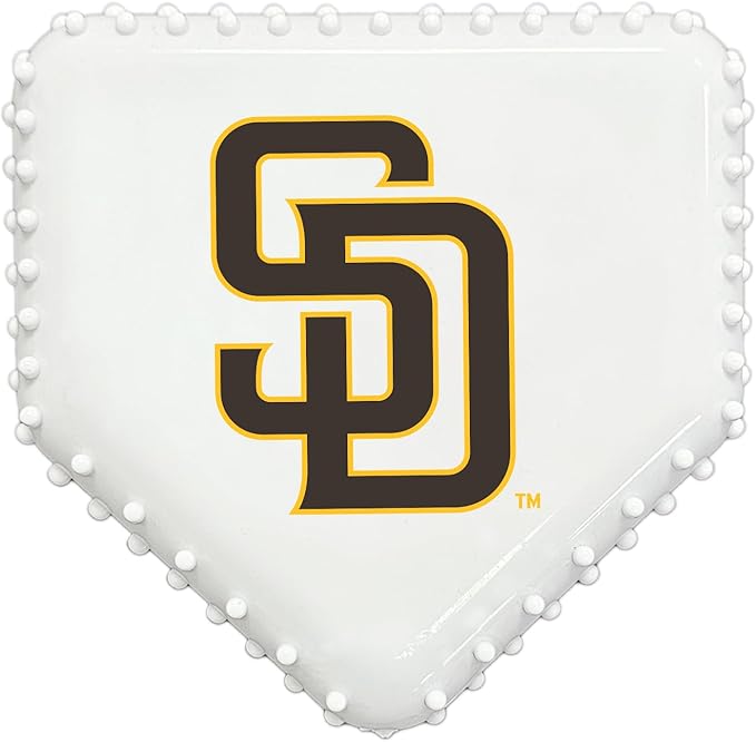 Pets First MLB SAN Diego Padres Hard-Nylon Baseball Home Plate Dog Chew Toy, Interactive and Fun Dog CHEW Toy, Bacon Flavored, Strong Durable Chew Toy for Pets