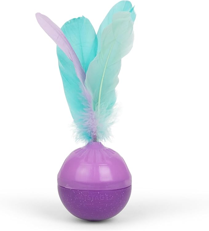 Catstages Feather Treat Stuffer Cat Toy – Interactive Cat Toy with Catnip for Treat Dispensing & Mental Stimulation, Purple