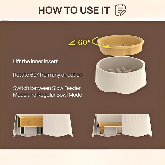 2-in-1 Convertible Slow Feeder Dog Bowl, Regular and Slow Mode for Fast Eaters, Anti-Bloat, Interactive Puzzle, Non-Slip for Small Medium Large Breed Dogs, Cats, Puppies, Pets, Ocean Blue