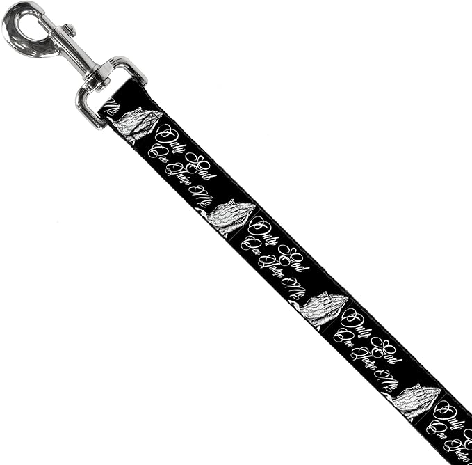 Buckle-Down Pet Leash, Dog Leash, Only God Can Judge Me Script Praying Hands Black White, 6 Feet Long 1.0 Inch Wide