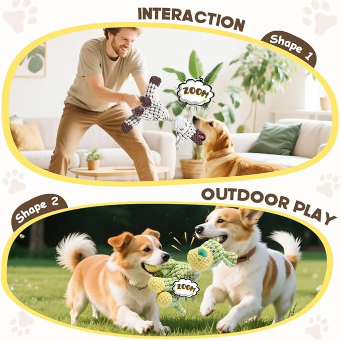 2026 New Indestructible Dog Toy, Dog Toys for Aggressive Chewers, Interactive Dog Squeaky Toys Soft Puppy Chew Toy for Small Medium Large Dogs (Green)