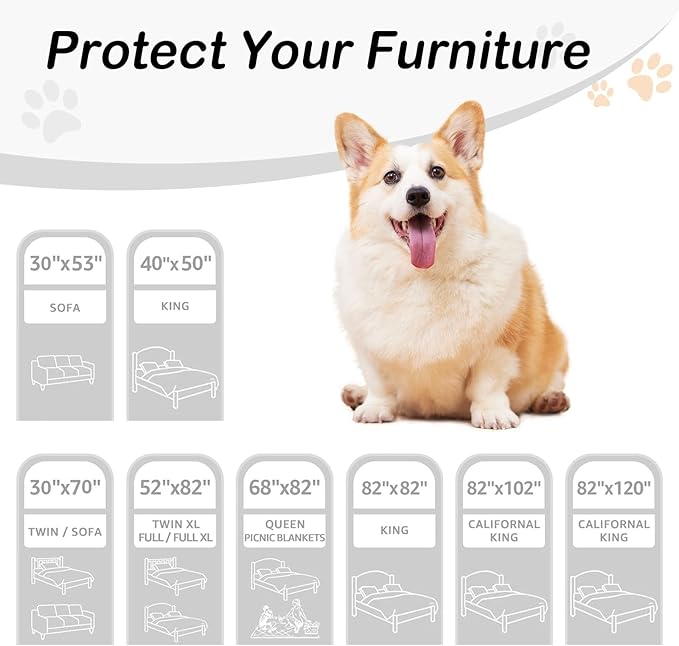 hyha Waterproof Dog Bed Blanket, Soft Pet Blankets, Waterproof Couch Cover for Dogs, Reversible Sofa Covers Washable for Furniture (30x70 Inch, Camel/Beige)