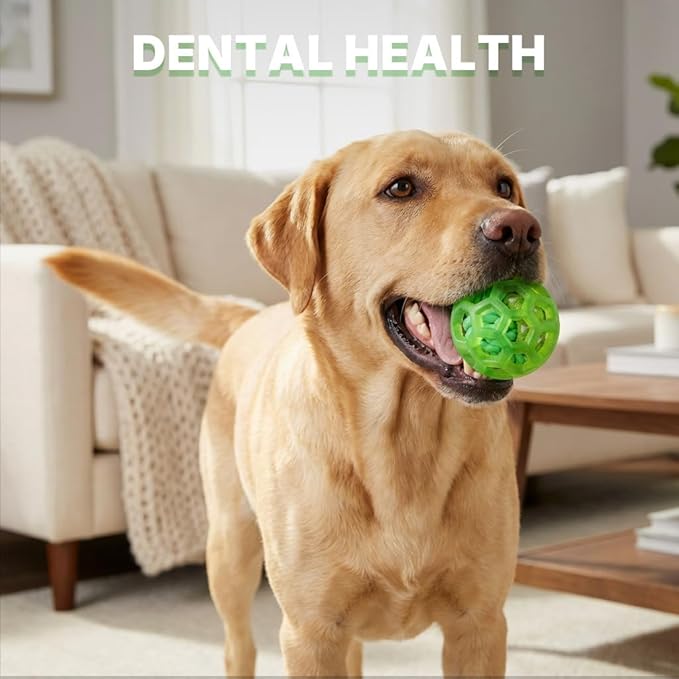 Dog Ball Toy with Built-in Rope Ball- Dog Chew Fetch Toy for Relieving Anxiety, Cleans Teeth, Interactive Chew Toy for Large Medium Breeds, Green