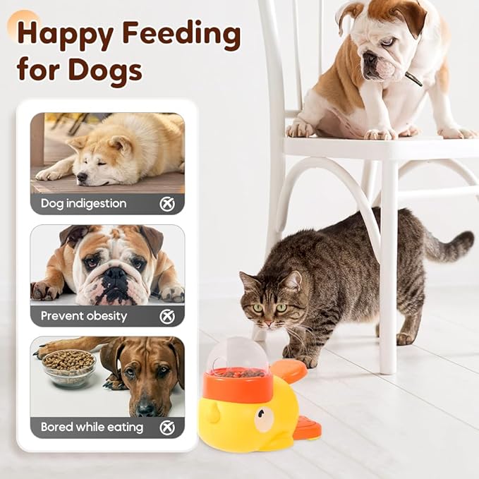 Duck Cat Treat Dispenser, 2026 New Interactive Dog Food Dispenser Toy with Button, Ducks-Shaped Treat Dispenser for Small Medium Dogs (1)