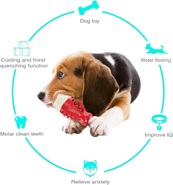 GOLDROC Dog Enrichment Toys, Puppy Teething Chew Toys for Small and Medium Dogs Breeds with Teeth Cleaning, Food Dispensing and Cooling Fun Features (Red)