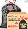 39 Gallon Lawn & Leaf Trash Bags Drawstring, 100 Count, Heavy Duty Black & Unscented Plastic Bags, Multi-purpose Garbage Bags for Home Commercial, Outdoor, Construction, Industrial