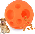 Evan Dog Toy Balls, 5 Inch Treat Tricky Ball Food Dispensing Toys Tricky Fun Interactive Dog Toy Food Dispenser Toy Puzzle Toy Ball Dog Chew Toys Ball for Large Medium Slow Feeder Dog Bowls（Orange）