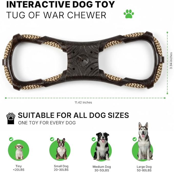 Interactive Dog Toys - Tug of War Chewer for Large, Medium & Small Dogs, Tough Chewer to Keep Them Busy