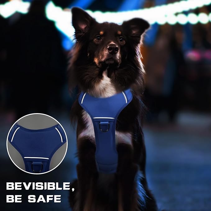Escape Proof Dog Harness,Soft Padded Full Body Pet Harness,No Pull Tactical Working MOLLE Vest with 4 Pet Patches,Service Dog Vest Harness for Large Dogs Walking Hiking Training