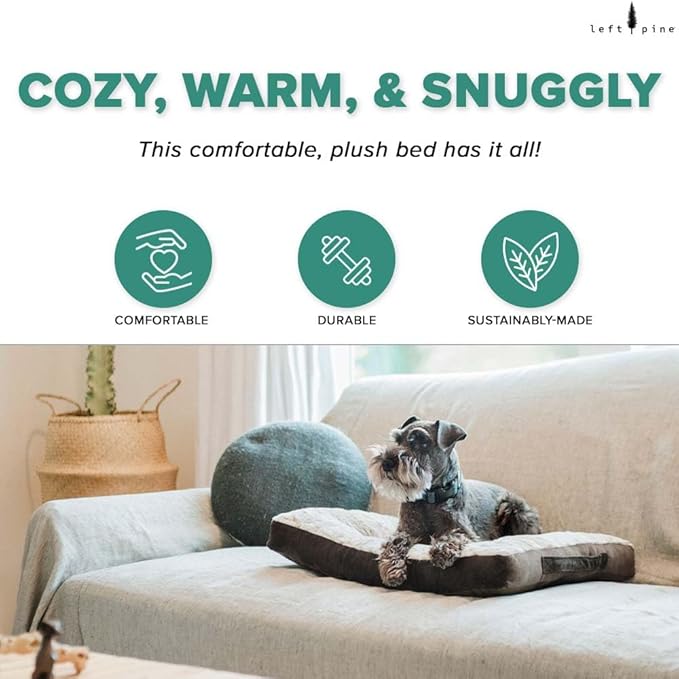 Gusseted Essential Dog Mat, Plush Pet Bed - Deluxe Sleeping Mat for Puppies or Small Dogs - Fluffy, Recycled Fiber Filling, Machine Washable, Fits in Crate (Tan Spotted, Small)