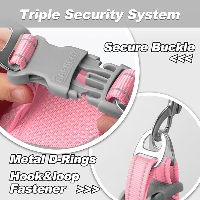 Dog Harness and Leash Set,Step in Small Sized Dog Harness,Soft Mesh,No-Chock,Reflective Adjustable,Secure with Hook & Loop Fastener,Puppy Vest for Small,Medium Dogs(Baby Pink,XS)