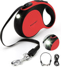 Retractable Dog Leash with Chew Proof Cable and LED Flashlight, 16Ft Heavy Duty Dog Leash for Medium Large Dogs up to 110lbs, 360° No Tangle (Red+16ft+LED)