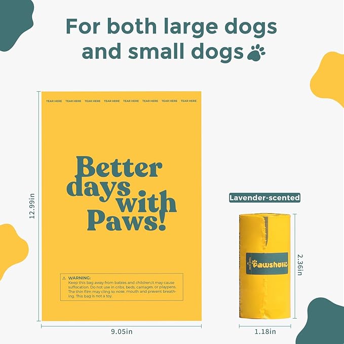 Dog Poop Bags Rolls Guaranteed Leak Proof and Extra thick Poop Bags for Dogs,120 Count 8 Rolls,Lavender Scented,Cornstarch Based Doggie Poop Bag for Puppy and Big Dogs