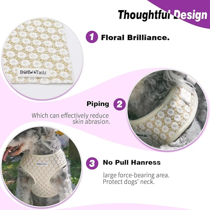 No Pull Dog Vest Harness for Small&Medium Dogs, Side Clip Adjustable Pet Vest, Soft Breathable, Fashion Dog Harnesses for Walking, Running, Shopping (Gold, XS)