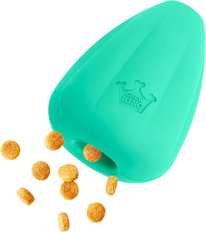 Chew King by Mammoth Premium Treat Dispensing Dog Toy, Durable Natural Rubber Chew Toy, Safety Air Vent, Interactive Enrichment Toy for Aggressive Chewers, Medium Pack of 2- Teal
