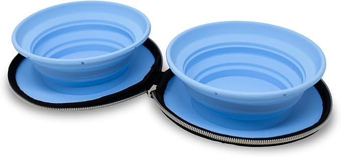 Kate Spade New York Portable Dog Bowls, Two 16oz Collapsible Bowls with Case, Raining Cats and Dogs