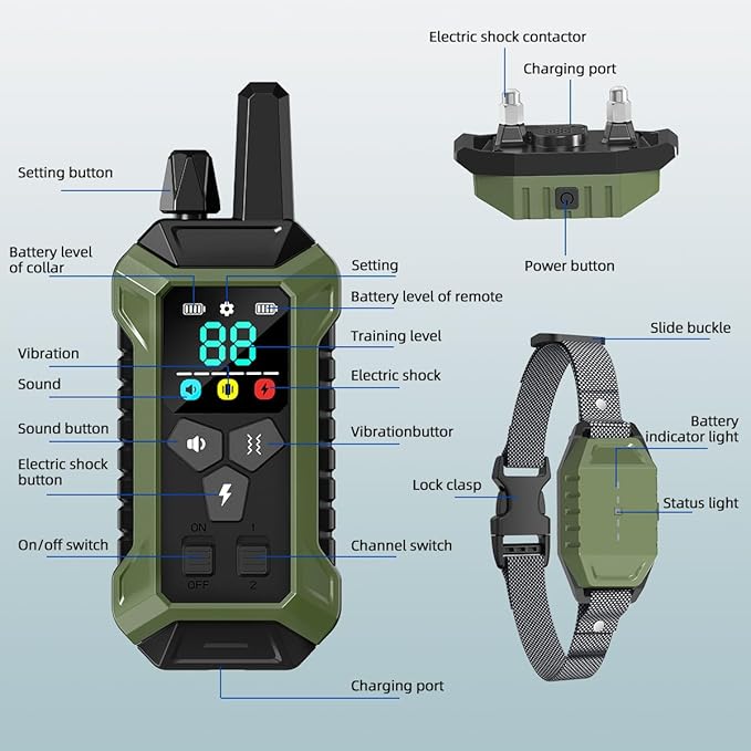 Shock Collar with Remote Control for Dogs, IP67 Waterproof Collar with Beep, Vibration, Safe Shock, Keypad Lock, Shock Collar for Dogs E-Collars for Large Medium Small Dog (10-120Lbs)
