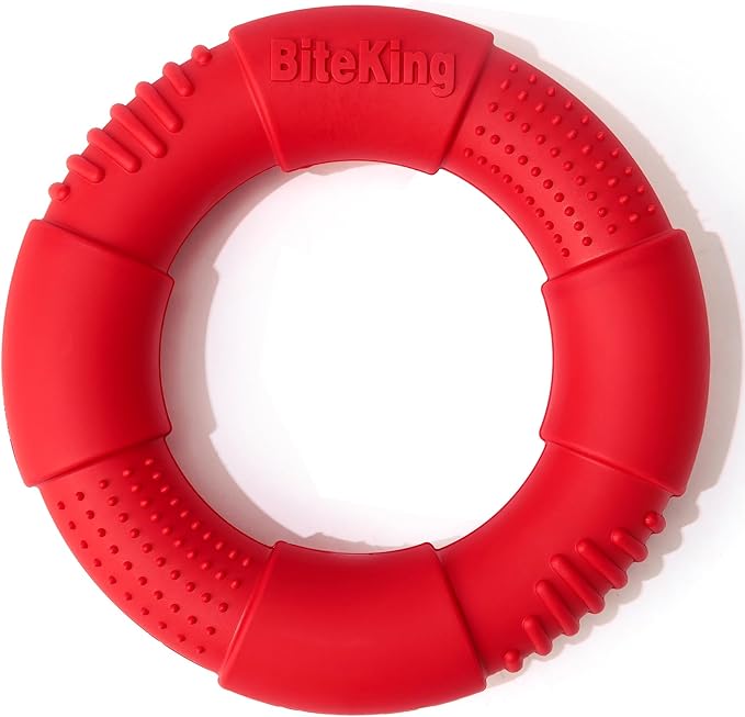 Natural Rubber Dog Ring Toy for Large Aggressive Chewers - Lifetime Replacement - Indestructible Tug Fetch Toy for Large Breed - Durable Tough Dog Chew Toy for Super Chewer, Red