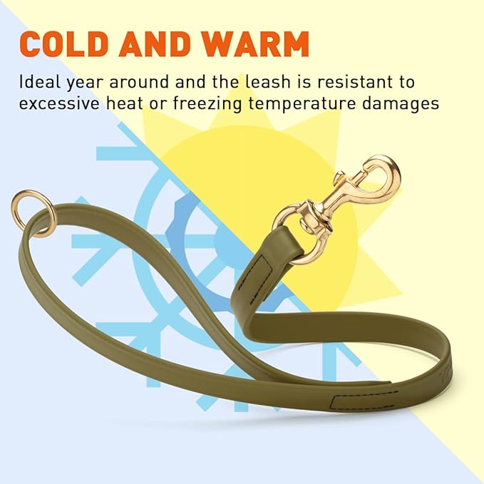 Viper Biothane K9 Working Dog Leash Waterproof Lead for Tracking Training Schutzhund Odor-Proof Long Line with Solid Brass Snap for Puppy Medium and Large Dogs 20in, Olive Drab Green