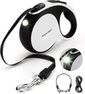 Retractable Dog Leash with Chew Proof Cable and LED Flashlight, 16Ft Heavy Duty Dog Leash for Medium Large Dogs up to 110lbs, 360° No Tangle (White+16ft+LED)
