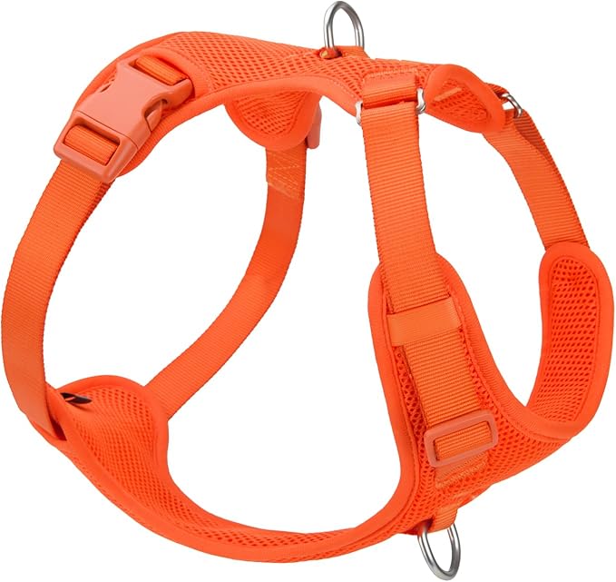 No Pull Dog Harness for Small Medium Large Dogs - Adjustable 2 Layer Mesh Dog Vest with Dual Clip, Escape Proof, Quick Release, Lightweight Breathable Mesh for Walking Hiking (Orange,XS)